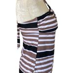 Island Waves women's size 8 black brown white striped tie neck tankini swimsuit Photo 2