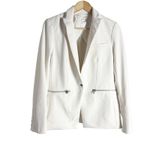 Veronica Beard White Scuba Zip Pocket Dickey Office Travel Blazer Jacket Size 6 Photo 4