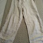 Kohls Linen Cream White Striped Pants Photo 0