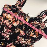 Dark Floral romper pockets shorts one piece zipper back double straps summer xs Black Photo 5