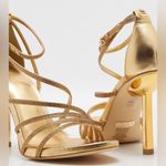 Guess NEW Embellished Ankle Strap Heeled Sandals GOLD Photo 4
