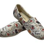 Toms Belmont Christmas Holiday Cats Canvas Flat Slip-On Shoes Light Gray Size 8 Photo 0