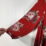 Timing Burnt Orange Floral Print Long Sleeve Open Back Swing Dress Tunic Top L Photo 1