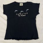 Vintage size S embroidered dolphin no problem cropped cap sleeve Jamaica T EVC Black Photo 1