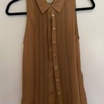 Haute Hippie  chiffon silk flat ruffle button down sheer sleeveless collared top Photo 3