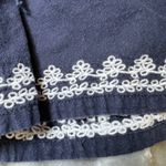 Talbots Elastic Waist Shorts Womens 12 Navy Blue Embroidered Hem Drawstring Photo 5