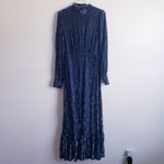 Baltic Born  Penelope Midnight Blue Velvet Floral Long Sleeve Dress Maxi Photo 1
