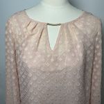 Liz Claiborne  Blush‎ Pink Sheer Chiffon Blouse M Romantic Boho Long Sleeve Photo 2