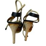 Ralph Lauren Purple Label Black Leather Rope Platform Espadrille Heels Photo 5