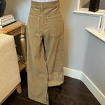 ZARA NWT Olive Green Corduroy Straight Wide Leg High Waist Pants Size 10 Photo 2