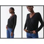Michael Stars 💕💕 Long Sleeve Surplice Top Black Top One Size Photo 4