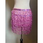 Pink fairy shimmer tassel skirt dance Halloween costume side tie sequin mini Photo 2