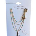 LC Lauren Conrad  NIP Gold Tone Four Strand Lightening Bolt Green Bead Anklet Photo 1