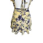 Free People The‎ Vintage Shop Dress Yellow Floral Tie Front Mini Wrap Dress Open Back Small Photo 8