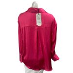 ZARA NEW Women's Pink Silk Satin Long Sleeve Button Down Blouse Shirt Top Size L Photo 1