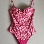 ZARA Sleeveless Adjustable Straps Pink Floral Corset Bodysuit Size XS Photo 2