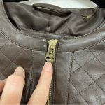 Cole Haan Brown Quilted Faux Leather Bomber Jacket Womans M Full Zip Classic Photo 3