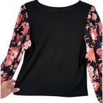 Dolan Black Floral Balloon Sleeve Ribbed Knit‎ Blouse Top Size Large Feminine Photo 6