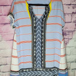 THML  FRINGE SLEEVE STRIPED ABSTRACT KAFTAN DRESS SWIM COVER MEDIUM Photo 0