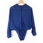 We Are HAH Mama Jen Chiffon and Lace Bodysuit in Navy Blue Size XS NWT Photo 4