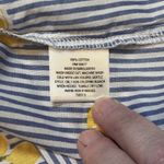 st. john's bay  Women's Button Up Spring Shirt Blue Striped Lemons M Cotton Photo 9