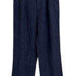 Free People Navy Nautical Blue Linen Wide Leg Casual Work Ready Pants Women's 8 Photo 0