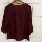 Downeast  3/4 Sleeve Maroon Floral Blouse. Size Small. EUC Photo 1