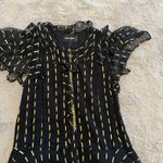 Zadig & Voltaire Zadig &‎ Voltaire Black/Gold Crepe Rool Shiny Ruffled Dress Sz S Designer Luxury Photo 4