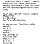 Jeans Size 28 W26"xL26" J BRAND Maria Vanity Black Skinny Jeans Stretch Photo 1
