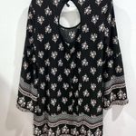 Xhilaration Long bell sleeve black and pink boho keyhole back dress with pockets size medium Photo 3