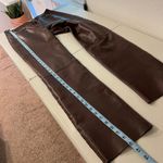 Handmade Vintage Brown Soft Leather Stitched High Rise Indie Boho Pants Size S Photo 9