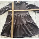 Natural Life  Sylvan Sweatshirt Dress Charcoal Tiered Button Down Long Sleeve L Photo 7