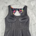 Jack by BB Dakota JACK Dress Black‎ Multi Floral Cutout Back Sleeveless Fit Flare Dark Boho Size 6 Photo 4