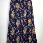 Liz Claiborne Vintage 90s Y2K Crazy Horse Navy Long Midi Floral Cottagecore Skirt womens L Photo 0