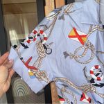 ZARA  nautical tie front top cropped short sleeve coastal anchor sailor blouse Photo 7