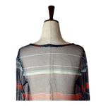 LULUSAR Dress Women Medium Blue Red Sheer Striped Maxi Dress Mesh Cover Up Photo 6