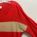 Nili Lotan Linen Striped Sweater Long Sleeves Relaxed Red Tan Size XS Photo 4