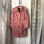 Bisou Bisou  Floral trench coat jacket tapestry floral Size 8 cotton button down Photo 1