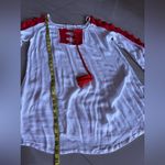 Solitaire  Swim Cover Up Dress Womens  White Crochet V Neck Pullover M White/red Photo 8