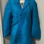 Chico's Vibrant Teal Blue Textured Jacket Blazer Tunic Sz 2 -L 12 Photo 4