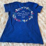 Women’s Blue Alpha Phi Sorority Tee Shirt Flower Design Size Medium Photo 3