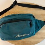 Eddie Bauer Teal Blue Nylon Zipper Two Pocket Fanny Belt Crossbody Bag Unisex Photo 15