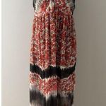 Floral Maxi Dress Medium Red Black Halter Boho Beach Hippie Vacation Lightweight Photo 0