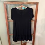 easel  Black T-shirt Dress with Ruffled Hem Photo 2