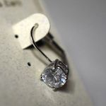 NWT Ear Sense Faux Diamond Crystal French Clip Silver Tone Glam Party Earrings Photo 2