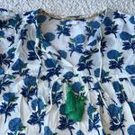 THML Floral Boho Cottage Tassel Top Floral Hydraganea Puff Sleeve Blue XL Photo 5