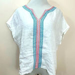 House of Harlow 1960 White Linen Embroidered Boxy Fit Top M White Size M Photo 0