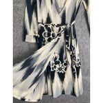 Old Navy XS Wrap Dress Black Gray Ikat Print Long Sleeve Midi Lightweight Fall Photo 2