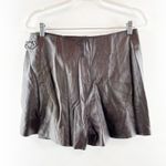 Massimo Dutti  Nappa Leather Wrap Mini Skirt Skort Brown Large Photo 4