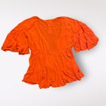 Meshki  Orange Skyla Playsuit Romper NWT Off Shoulder V-Neck‎ Tasseled Size M Photo 2